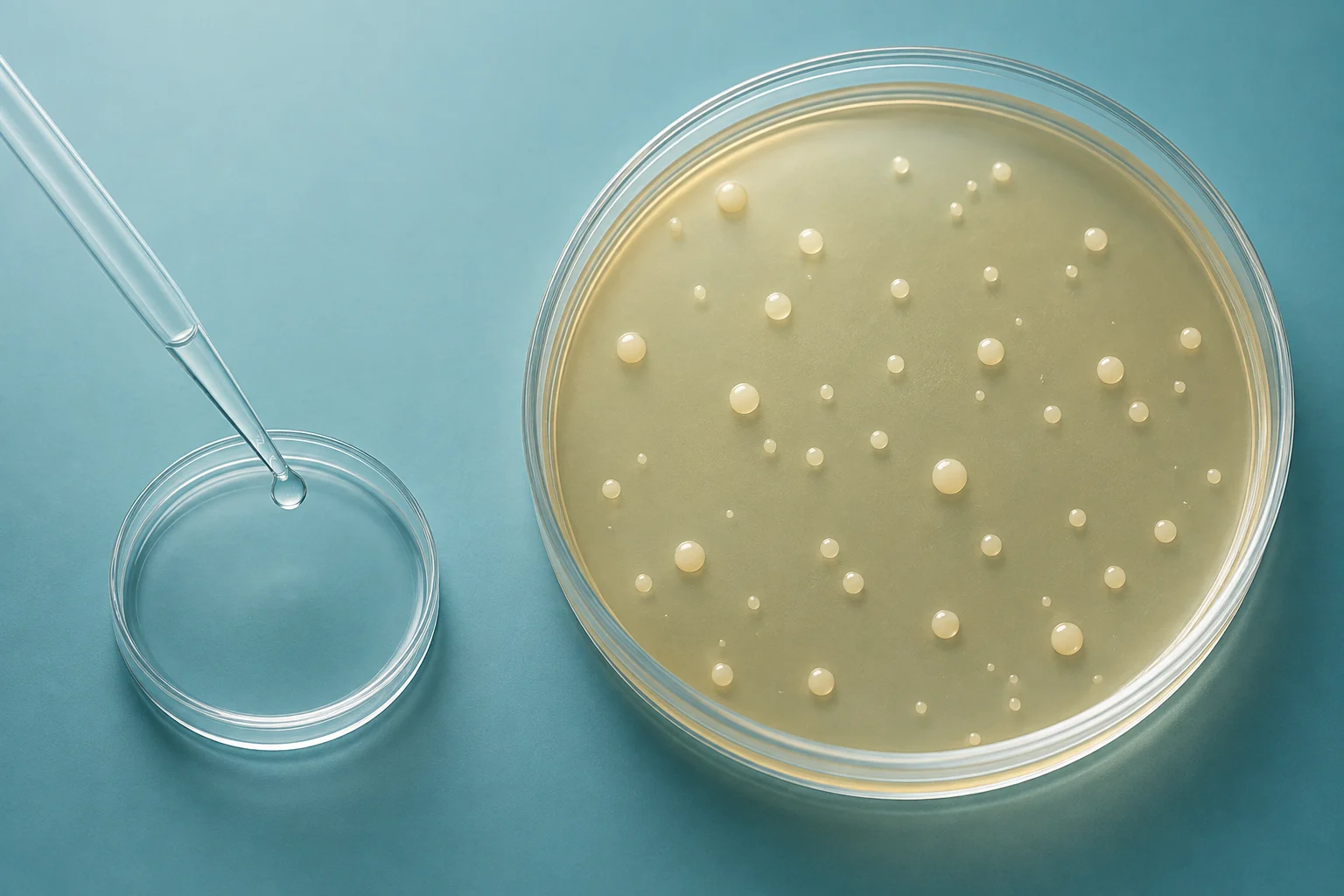 An illustrated culture plate with visible colonies.