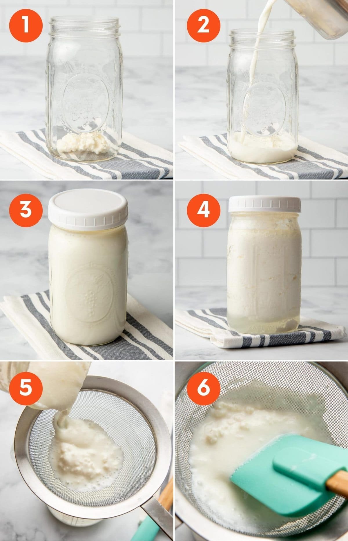 The steps for making milk kefir