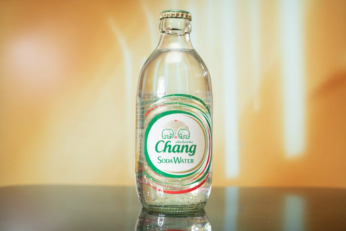 A clear bottle of sparkling water