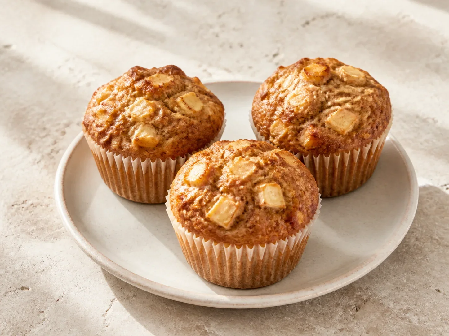 A finished serving of apple cinnamon kefir muffins