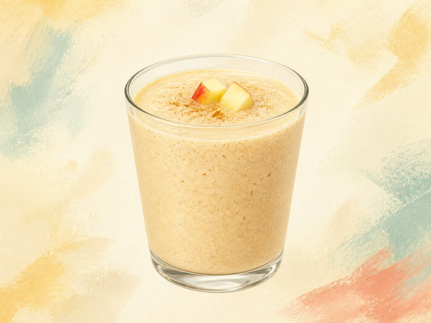 A finished serving of apple cinnamon kefir smoothie