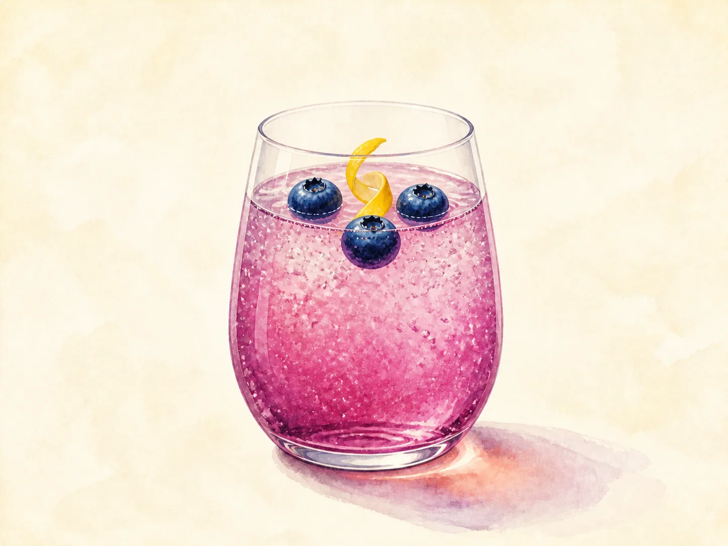A finished serving of blueberry lemon water kefir