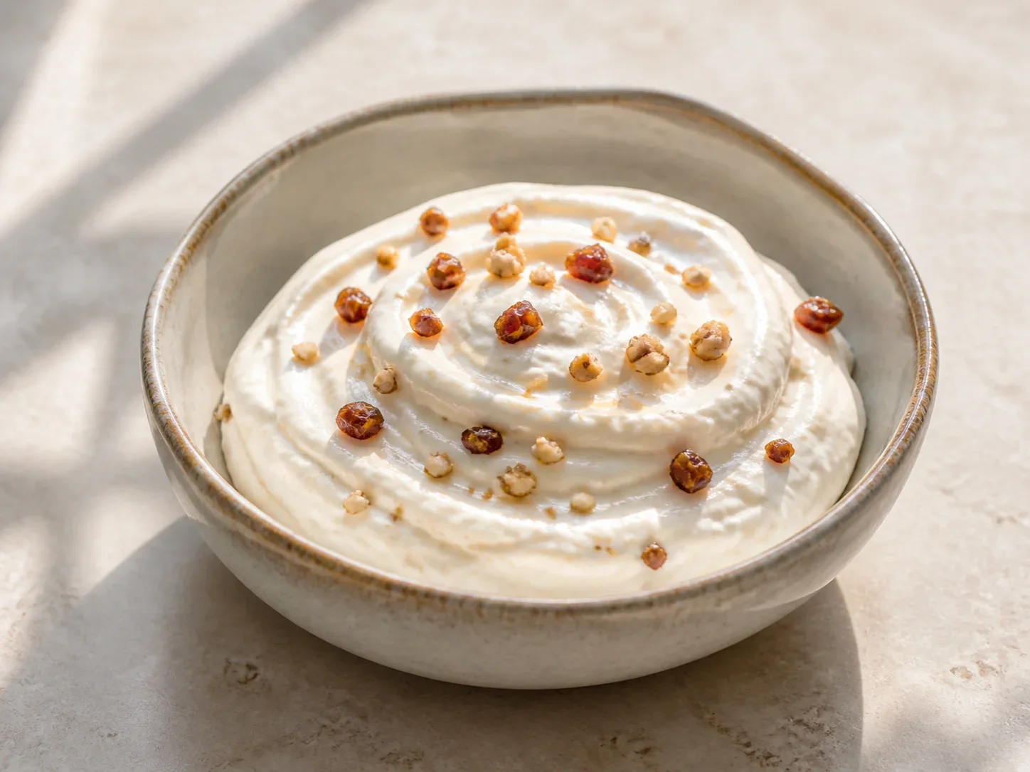 A finished serving of date walnut kefir spread