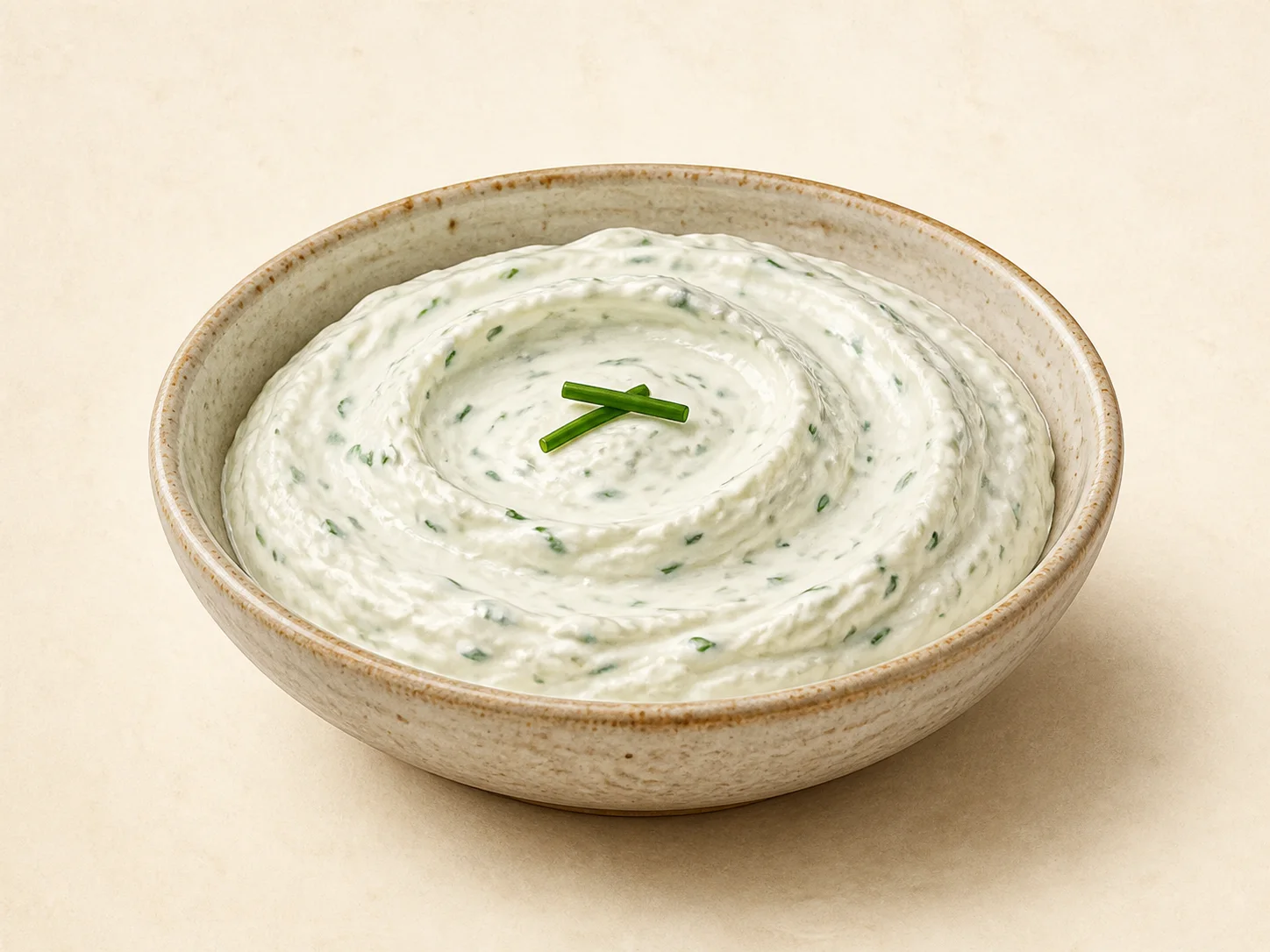 A finished serving of garlic chive kefir spread