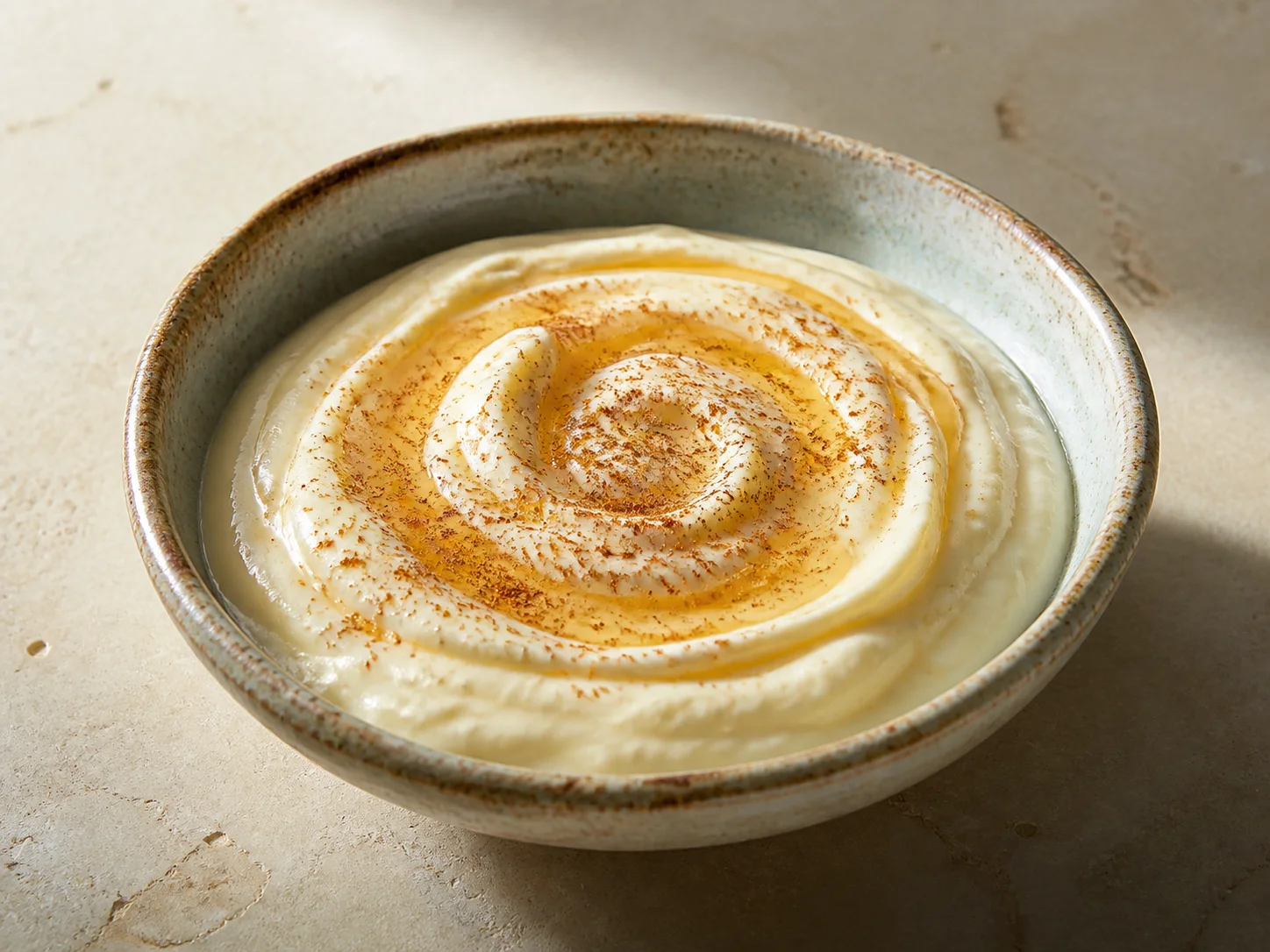 A finished serving of honey cinnamon kefir spread