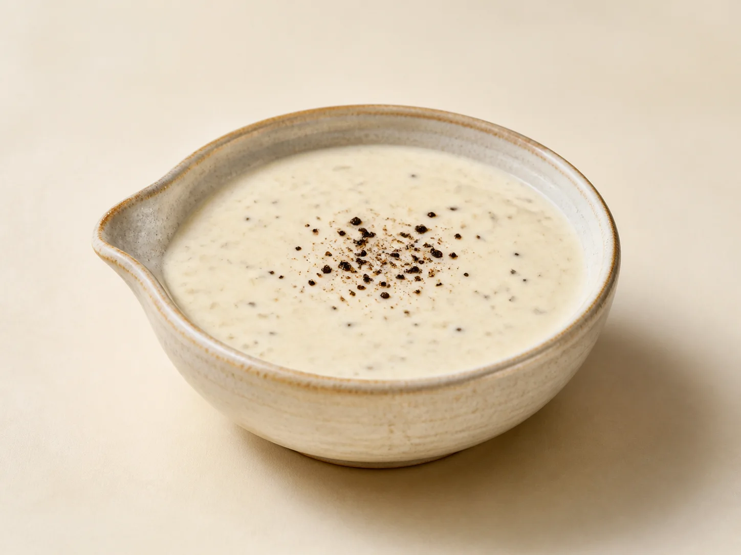 A finished serving of kefir black pepper dressing