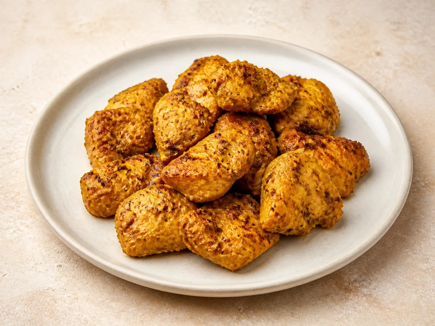 A finished serving of kefir curry chicken marinade