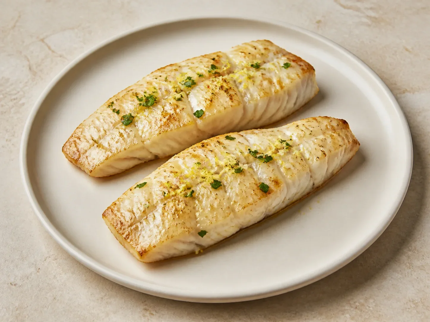 A finished serving of kefir lemon fish marinade
