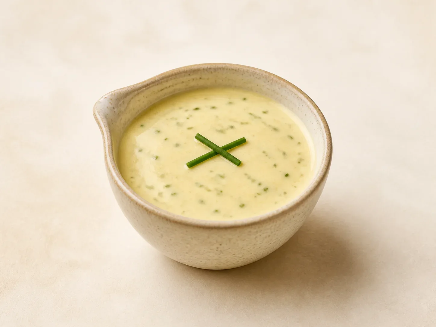 A finished serving of kefir mustard chive dressing