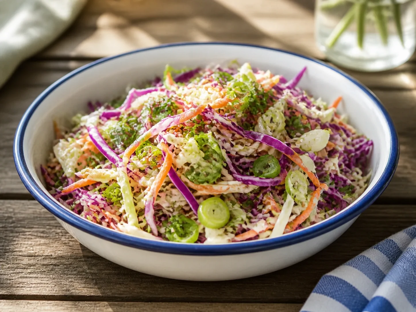 A finished serving of crunchy kefir-whey cabbage slaw