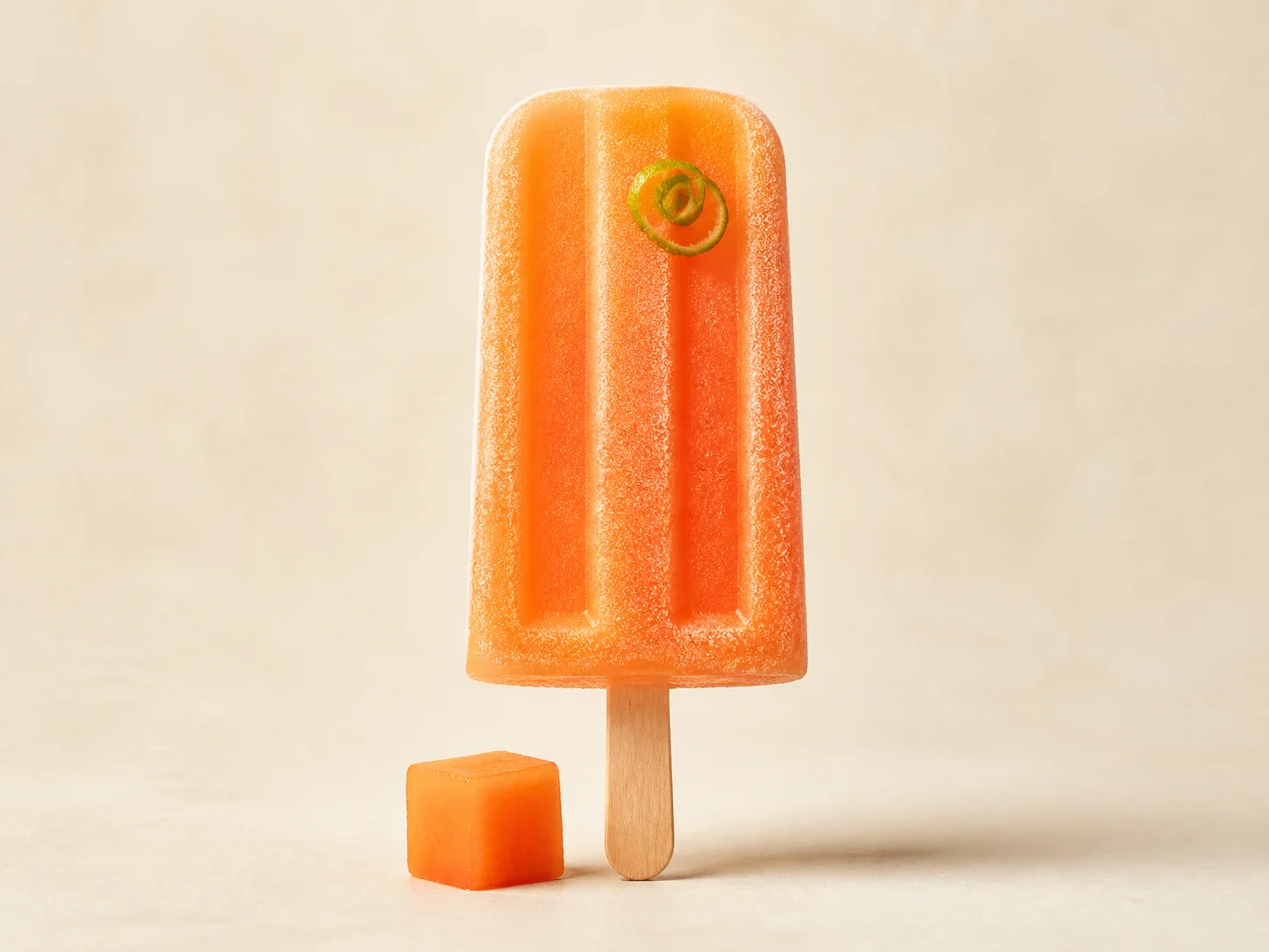 A finished serving of papaya lime kefir ice pops