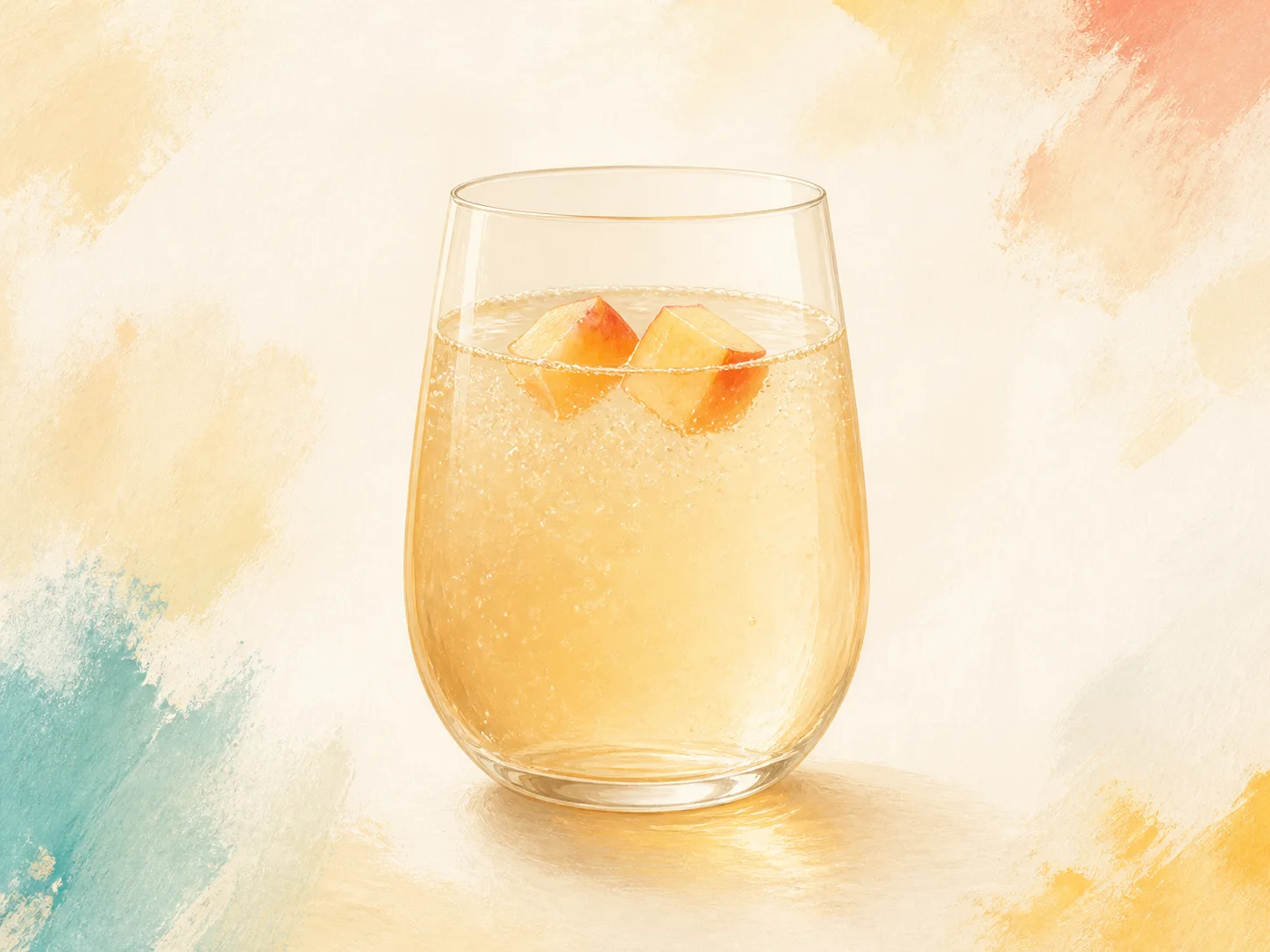 A finished serving of peach oolong water kefir