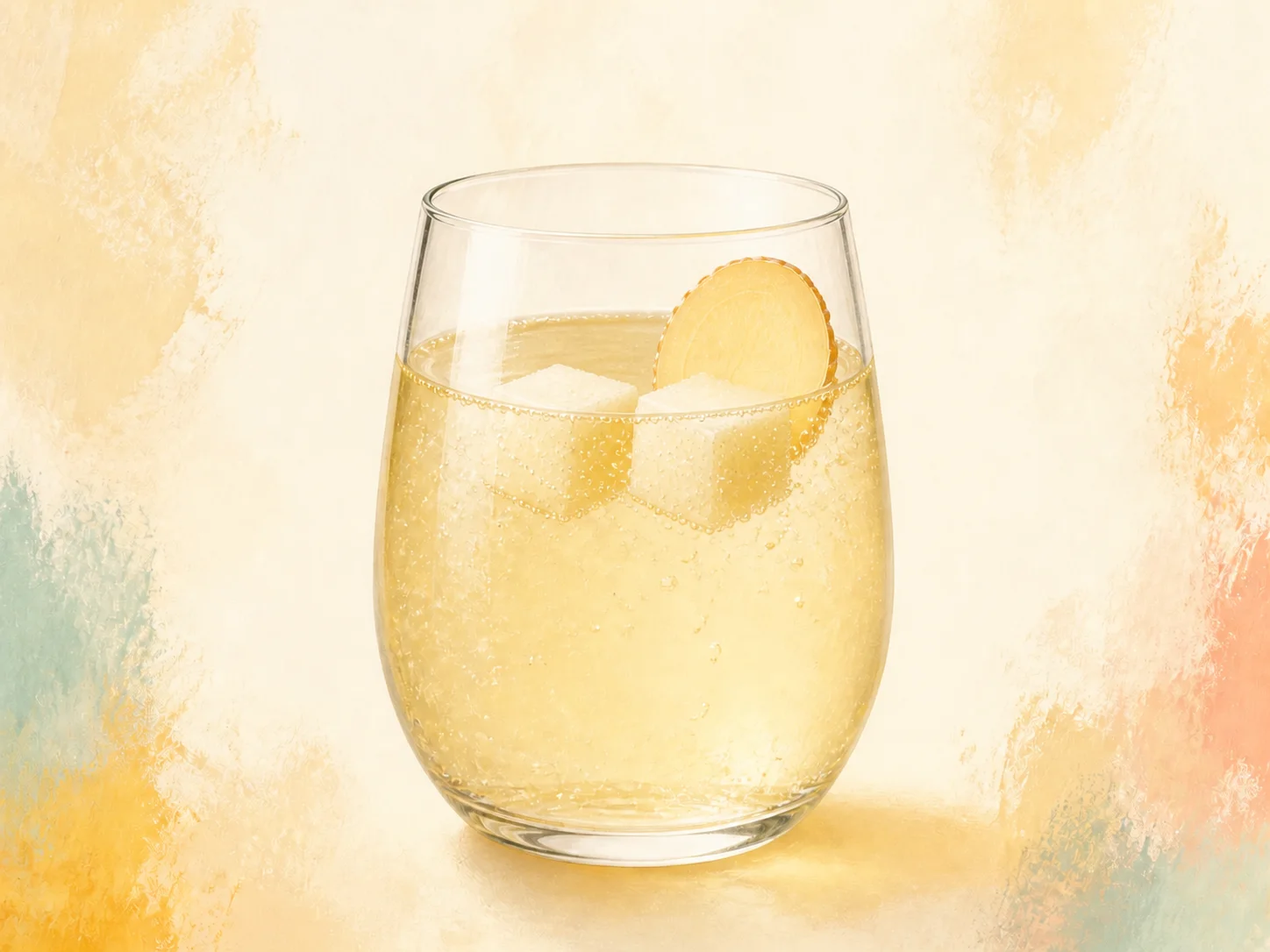 A finished serving of pear ginger water kefir