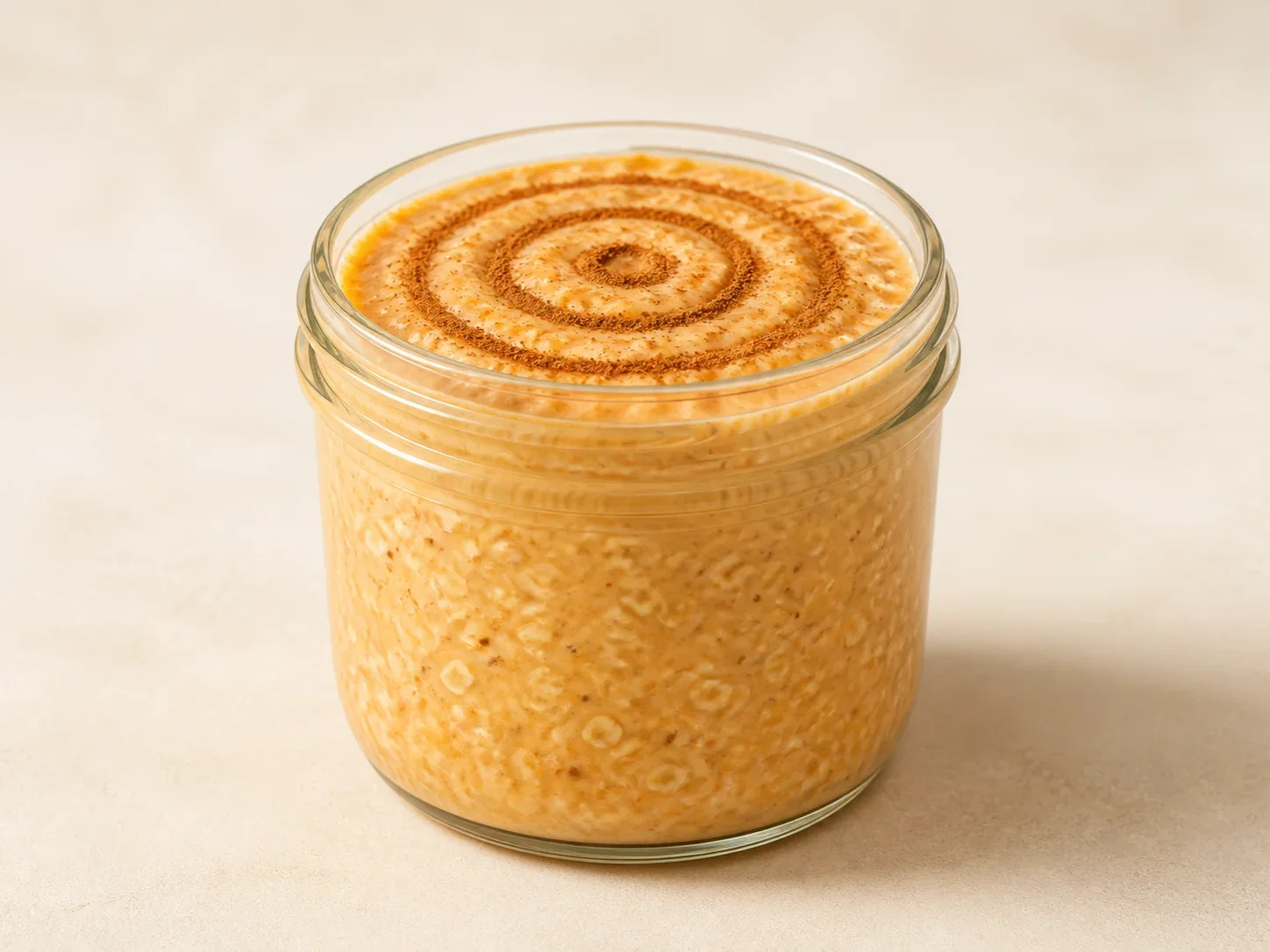 A finished serving of pumpkin cinnamon kefir overnight oats