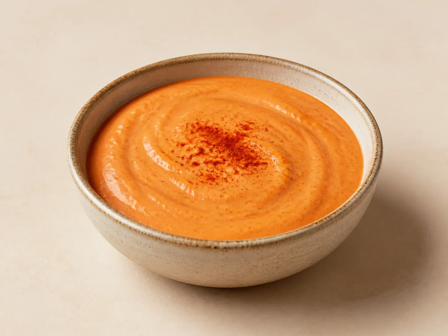 A finished serving of smoky paprika kefir dip