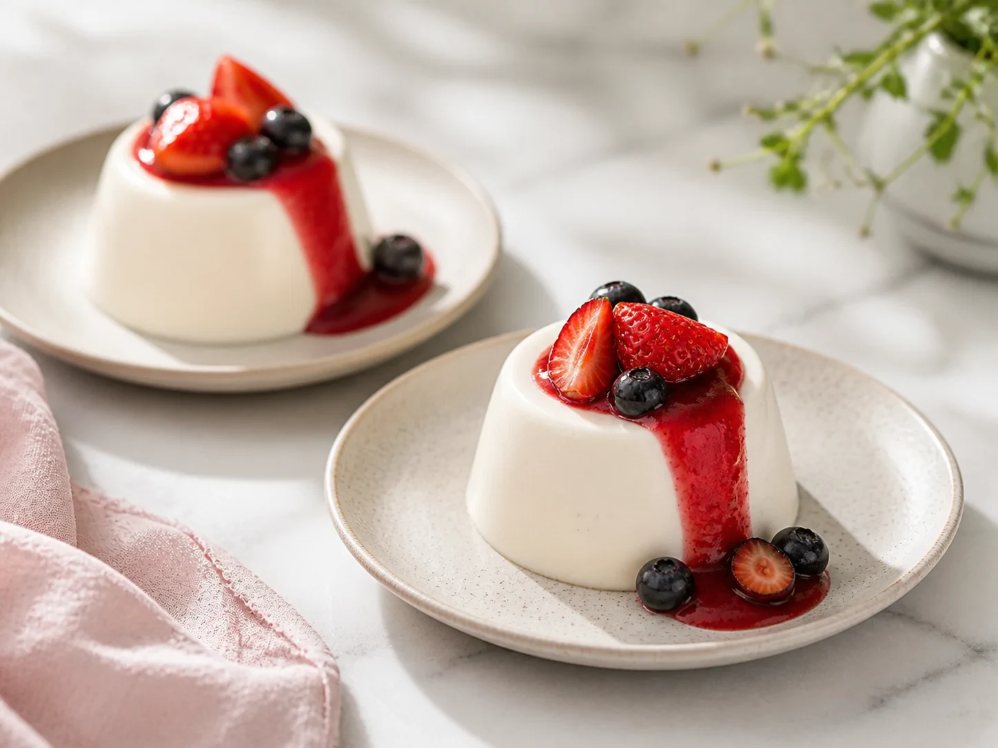 A finished serving of vanilla kefir panna cotta